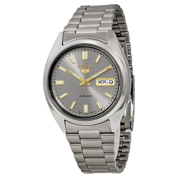 NWT Authentic Seiko 5 Automatic Grey Dial Stainless Steel Men's Watch - Picture 1 of 4
